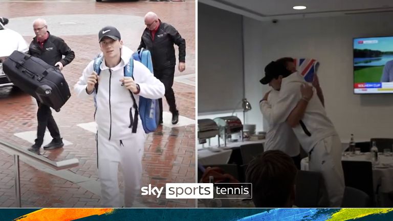 Watch as Jack Draper, who fell ill during his US Open semi-final against Jannik Sinner, arrives in Manchester ahead of British testing to determine his fitness to play in the Davis Cup.